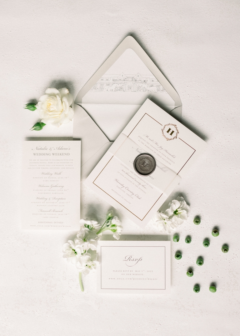 Black and white elegant wedding invitation by Crave Design